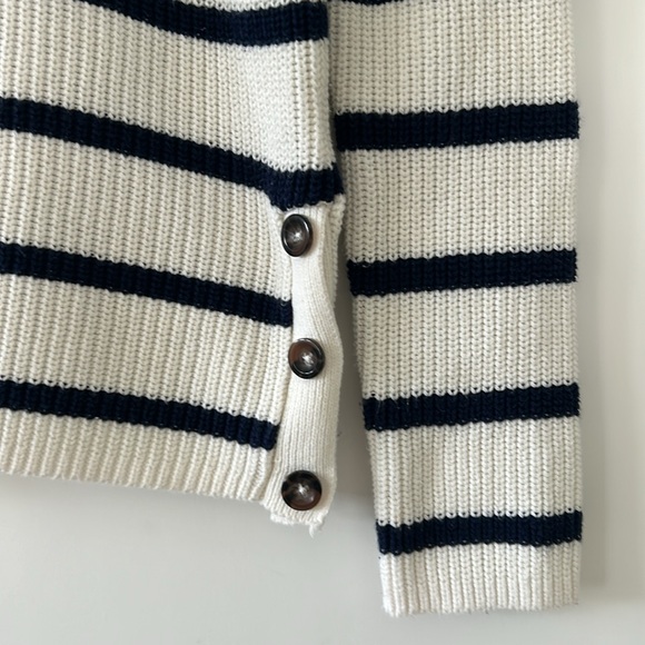 Marled Reunited Clothing Ribbed Oversize Striped Sweater w Side Button Detail - Picture 2 of 9